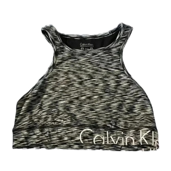 Calvin Klein Gray Black Space Dye Performance Dry Sports Bra Size Medium - Picture 1 of 2